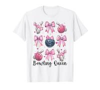 Bowling Queen Bowler Bowler Girl Mom Coquette Nœud T-Shirt