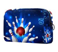 Bowling Strike Trousse à cosmétiques pour femme, trousse de toilette de voyage, grande pochette de maquillage pratique avec fermeture éclair, multicolore, 18.5x7.5x13cm/7.3x3x5.1in, Trousse de
