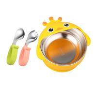 Bowls And Spoons - Stainless Steel Suction Bowl, Anti-Scald Child Safety Utensils | Ideal For Indoor, Home, Travel, Vacation Feeding, Meals, Food, Easy Grip, Dishwasher Safe, Portable