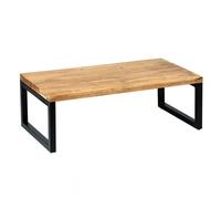 BOWNA - Table Basse en Acacia Massif et Métal Noir - Altobuy Beige