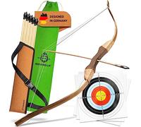 BOWRILLA® Flèche et arc pour enfants | 10 flèches avec pointe en caoutchouc, carquois et 3 cibles | Kit de tir à l'arc pour enfants avec sac de rangement | Arc pour enfants pour droitiers et gauchers
