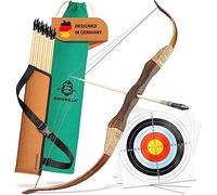 BOWRILLA® Kit Arc et Fleches Enfant (8 LB) | Arc Enfant avec 10 Flèches, Carquois et 3 Cibles | Set Tir a L’Arc avec Sac de Rangement