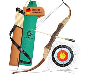 BOWRILLA® Kit Arc et Fleches Enfant (8 LB) | Arc Enfant avec 10 Flèches, Carquois et 3 Cibles | Set Tir a L’Arc avec Sac de Rangement