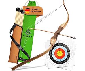BOWRILLA® Kit Arc et Fleches Enfant 8 LB | avec 10 Flèches, Carquois et 3 Cibles | Set Tir a L’Arc Enfant avec Sac de Rangement