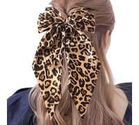 Bows à cheveux imprimés léopard : grandes pinces à cheveux, accessoires pour cheveux en satin Bownot | Big Leopard Ribbon Barrettes avec pince crocodile, cheveux épais