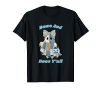 Bows and Boos Y'all Patch Ghost Trick-Or Treat Coquette T-Shirt