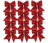Bows de Noël Rouges, 12 pcs de Tissu Scintillant des arcs pour l'enveloppe, l'artisanat, la Guirlande, Le Butin, la Couronne, Le décor Vacances Polyvalent / 6x5in