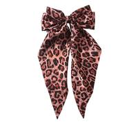 Bows en Imprimé Léopard - Barrette en Ruban Satin, Barrette à Grand Nœud de Mode | Clip en Ruban Nœud en Satin pour Cheveux Épais, Bouclés, Fins, Lisses, Accessoire Mignon pour le Port Quotidien et
