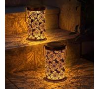 BOWTONG Lanterne de jardin solaire colorée en forme de tournesol - Lanterne de jardin à LED en métal étanche