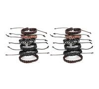 BowyTrading Bracelet en cuir tissé à 2 boucles, bracelet tissé vintage pour hommes et femmes, accessoires artisanaux au design simple enroulé pour un usage quotidien, en voyage ou lors de soir