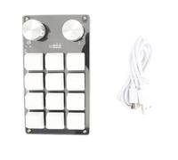 BowyTrading Clavier mécanique Macro à Une Main, pavé numérique programmable à 12 Touches, Clavier de Jeu Miniature Multifonction DIY avec Bouton Rotatif, pour Bureau, Laboratoire et PC, (Noir Blanc)