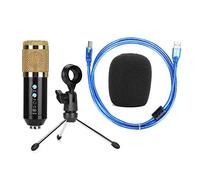 BowyTrading Microphone à condensateur avec trépied de Bureau USB, Micro supercardioïde à Haute sensibilité pour PC, Support en Alliage d’Aluminium à Angle réglable pour Le Jeu, Le podcasting (Or)