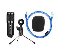 BowyTrading Microphone à condensateur avec trépied de Bureau USB, Micro supercardioïde à Haute sensibilité pour PC, Support en Alliage d’Aluminium à Angle réglable pour Le Jeu, Le podcasting (Noire)