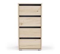 Box and beyond - Chiffonnier - 40 x 40 x 76 cm - Chêne - 4 Tiroirs - Robuste et Design - Commode, Rangement Vêtements - Salon, Chambre - Style Naturel