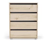 Box and beyond - Chiffonnier - 60 x 40 x 76 cm - Chêne - 4 Tiroirs - Robuste et Design - Commode, Rangement Vêtements - Salon, Chambre - Style Naturel