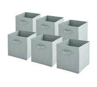 Box and beyond - Cube de Rangement, Lot de 6 Boîtes de Rangement Taupe, 27 x 27 x 27 cm, Panier avec poignées pour Linge, Jouets, Vêtement