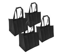 Box and beyond - Lot de 4 Sacs à Bouteilles - 28,5 x 19 x 24 cm - Tissu Noir - 6 Compartiments - pour 24 Bouteilles - Poignées Intégrées - Rangement, Transport - Garage, Cellier, Cave - Style Moderne