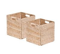Box and beyond - Lot de 6 Paniers de Rangement - 31 x 31 x 31 cm - Jacinthe d'eau Naturelle - Pliables - Avec Poignées - Rangement, Déco - Chambre, Salon, Bureau - Style Bohème et Chic