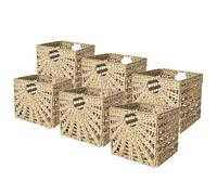 Box and beyond - Lot de 6 Paniers de Rangement - 31 x 31 x 31 cm - Jonc de Mer Naturel - Pliables - Avec Poignées - Rangement, Déco - Chambre, Salon, Bureau - Style Bohème et Chic