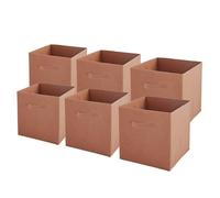 Box and beyond - Lot de 6 Paniers de Rangement - 31 x 31 x 31 cm - Tissu Terracotta - Pliables - Avec Poignées - Rangement, Déco - Chambre, Salon, Bureau - Style Moderne