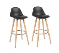 Box and beyond - Lot de Tabouret de Bar en Bois, Chaise Haute pour Bar, Chaise de Cuisine - Hauteur 91 cm - Tabouret Noir avec Repose-Pieds (2)