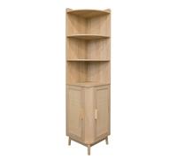 Box and beyond - Meuble d'angle - 40 x 40 x 172 cm - Bois, Cannage - Rangement - Salon, Chambre, Bureau - Style Bohème et Vintage
