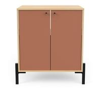 Box and beyond - Meuble sous Lavabo - 69 x 50 x 78 cm - Bois Naturel et Terracotta - 2 Portes - Salle de Bain, Lavabo, Evier, Vasque - Style Scandinave et Moderne