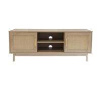 Box and beyond - Meuble télé - 120 x 40 x 45 cm - Bois, Cannage - Rangement, Multimédia, Télévision - Salon - Style Bohème et Vintage