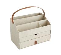 Box and beyond - Organiseur de Bureau - 26,5 x 16 x 22,5 cm - Carton Beige - Compartiments et Tiroirs - Rangement - Documents, Papiers Administratifs, Stylos - Style Moderne