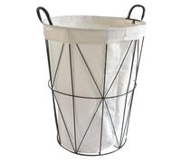 Box and beyond - Panier à Linge - 40 x 40 x 50 cm - Métal Filaire Noir - Doublure Tissu Blanc - Poignées - Rangement, Linge, Vêtements - Salle de bain, Chambre, Buanderie - Style Moderne et Industriel