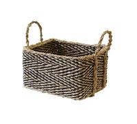 Box and beyond - Panier de Rangement - 26 x 19 x 13 cm - Jonc de mer Naturel et Noir - Poignées Intégrées - Jouets, Vêtements, Linge, Accessoires - Salle de bain, Chambre, Salon - Style Bohème