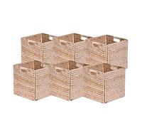 Box and beyond - paniers de rangement - boîtes de rangement - matière naturelle - panier pour vêtements, jouets ou magasines - 2 poignées - 31 x 31 x 31 cm (Jacinthe d'eau) (Lot de 8)