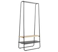 Box and beyond - Portant à Vêtements Manhattan - 80 x 40 x 170 cm - Bois Naturel et Métal Noir - Étagères - Portant, Porte-Manteaux - Manteaux, Chaussures - Entrée, Chambre - Style Moderne et Chic
