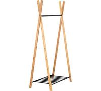 Box and beyond - Portant à Vêtements Yaka - 93 x 50 x 173 cm - Bois Naturel et Métal Noir - Étagère - Forme Tipi - Portant, Porte-Manteaux - Vêtements, Chaussures - Entrée, Chambre - Style Original