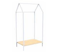 Box and beyond - Portant vêtements et chaussures pour Enfant - 80 x 50 x 150 cm - Blanc/Naturel - Penderie compacte et pratique pour chambre d’enfant