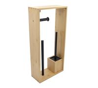 Box and beyond - Porte-Papier Toilette Brosse WC - 26,5 x 12 x 56,5 cm - Bambou Naturel et Noir - Toilettes, WC, Salle de Bain - Style Naturel