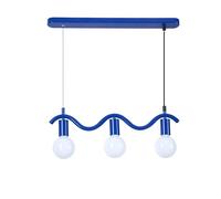 Box and beyond - Suspension Wama - 3 Ampoules - Métal Bleu - Longueur 56,5 cm - Douille E27 - Salon, Salle à Manger, Cuisine - Style Industriel et Moderne