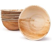BOX And Tree-25pcs Bols Jetables 270ml Feuille de Palmier | Alternative aux Assiettes en Plastique | Aspect Bois Naturel, Style Bambou | Pour Buffet, Mariage, Anniversaire et Réception