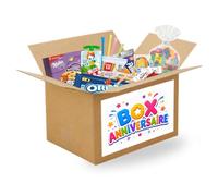 Box anniversaire - biscuits ORÉO LU MILKA, compotes, KINDER, bonbons