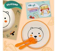 Box assiette animal silicone + couverts silicone + livret d'inspirations multi-coloured TU