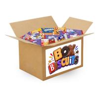 Box Biscuits - Assortiment de 120 Biscuits Pocket : Oréo, Lu, Milka | 13 variétés emballées individuellement - Idéal pause café, bureau, goûter et partage -facile à emporter