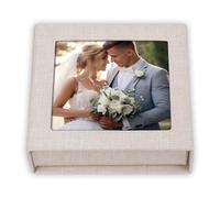 Box - Boîte porte USB MAtrimonio | coffret photo numérique gris clair | étui photo et porte-stylo USB - cadeau pour mariage, baptême, communion et occasions spéciales