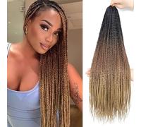 Box Braids Crochet Hair 18inch 6 Packs Braiding Hair Extensions Pre Looped Crochet Box Braids Synthetic Braiding Hair for Black Women(1B/30/27,18inch)