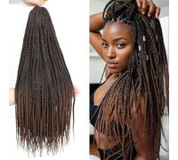 Box Braids Crochet Hair 18inch 6 Packs Braiding Hair Extensions Pre Looped Crochet Box Braids Synthetic Braiding Hair for Black Women(1B/30,18inch)