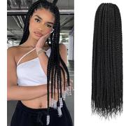 Box Braids Crochet Hair 18inch 6 Packs Braiding Hair Extensions Pre Looped Crochet Box Braids Synthetic Braiding Hair for Black Women (1B,18inch)