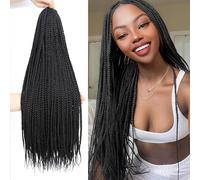 Box Braids Crochet Hair 22inch 6 Packs Braiding Hair Extensions Pre Looped Crochet Box Braids Synthetic Braiding Hair for Black Women(1B,22inch)
