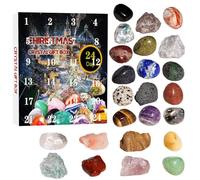 Box Compte À Rebours De Noël - Collection De L'Avent Crystal, Genant Des Pierres Précieuses, Cadeau De Surprise Mineral Rock, Calendrier Des Vacances 24 Jours Avec Dees Pierres Décoratives, Ornement