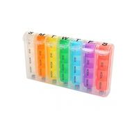 Box Container 7 Days Portable Pill Boxes 28 Grids Color Coded Date Printed