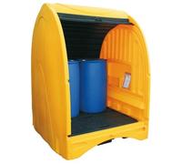 Box de rétention PE pour 4 fûts - Pour produits chimiques, huiles, produits corrosifs - CEMO - 8934