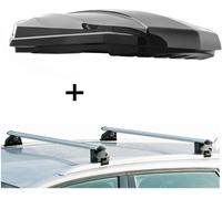 BOX DE TOP STRIKE 440 litres noir brillant + porte-rails CRV120A compatible avec Ssangyong XLV à partir de 16 ans